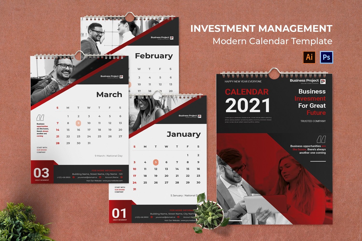 Invesment Management Calendar Portrait Planner