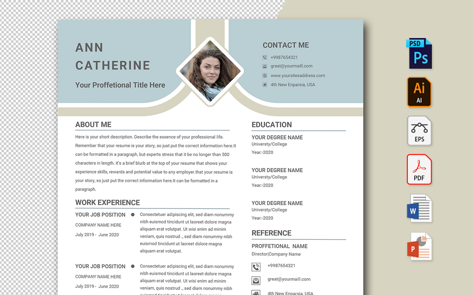 ANN Catherine Professional Resume Template