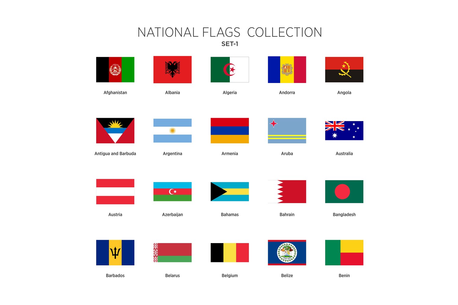 National Flags Set Vol-1 Illustration