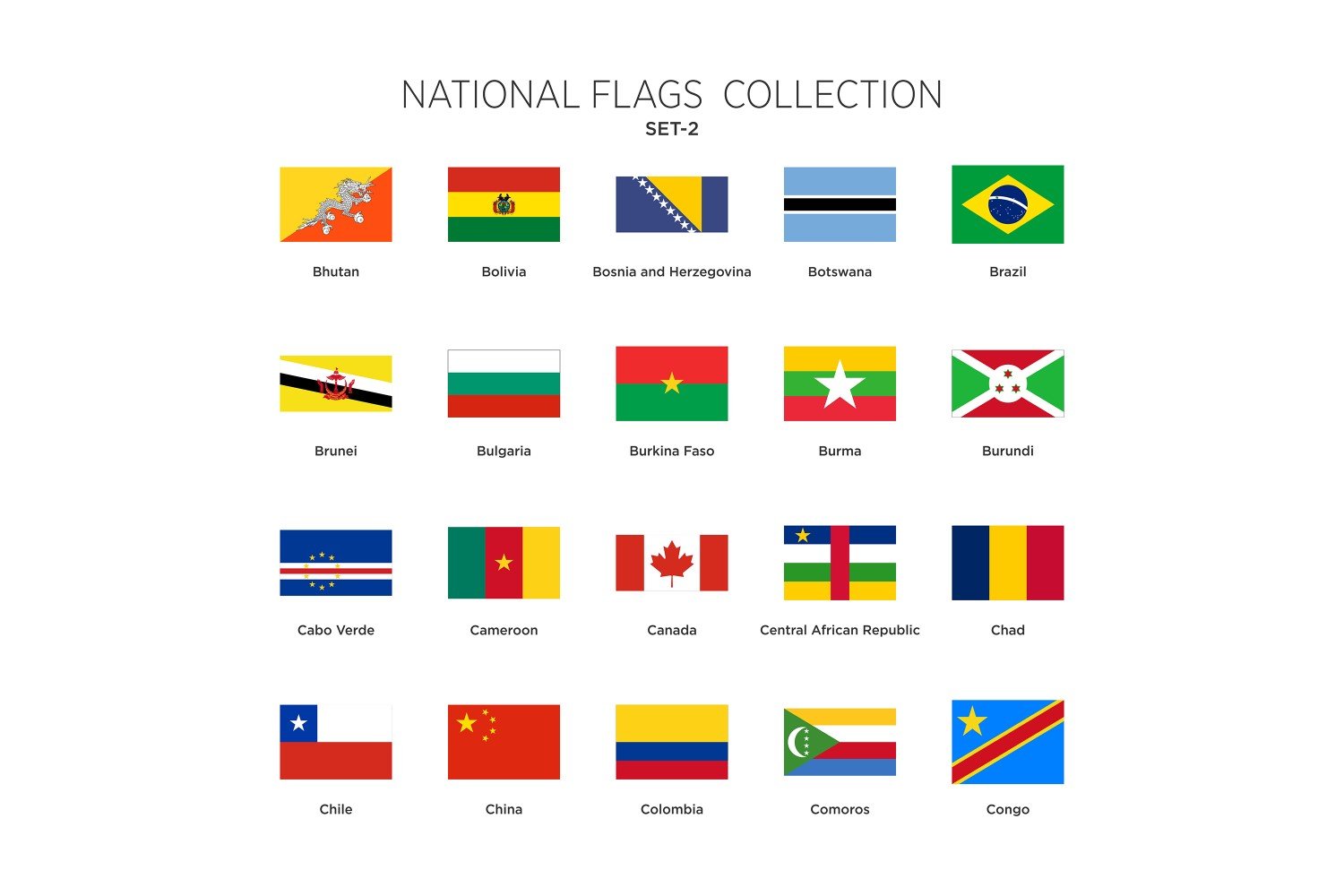 National Flags Set Vol- 2 Illustration