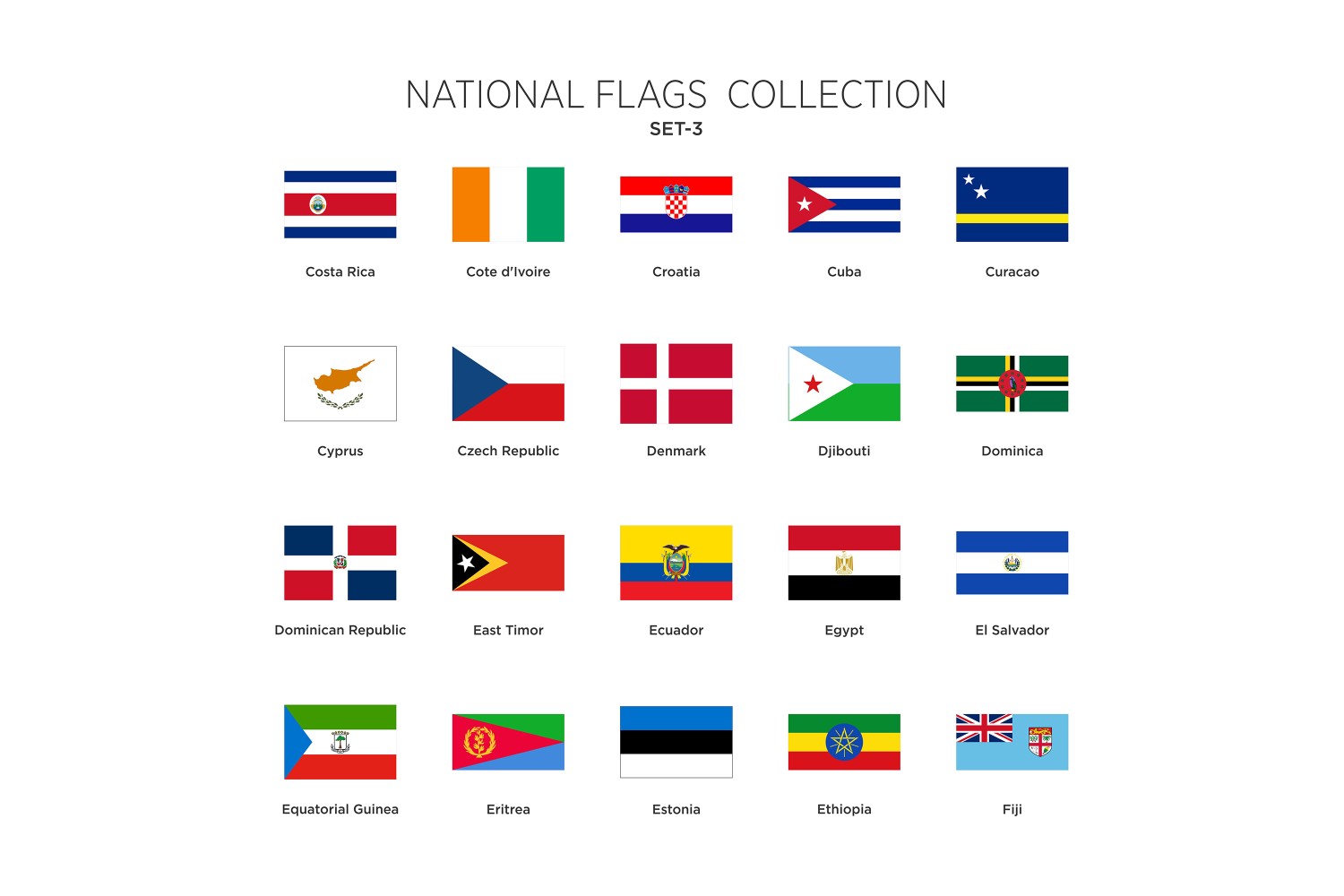 National Flags Set Vol- 3 Illustration