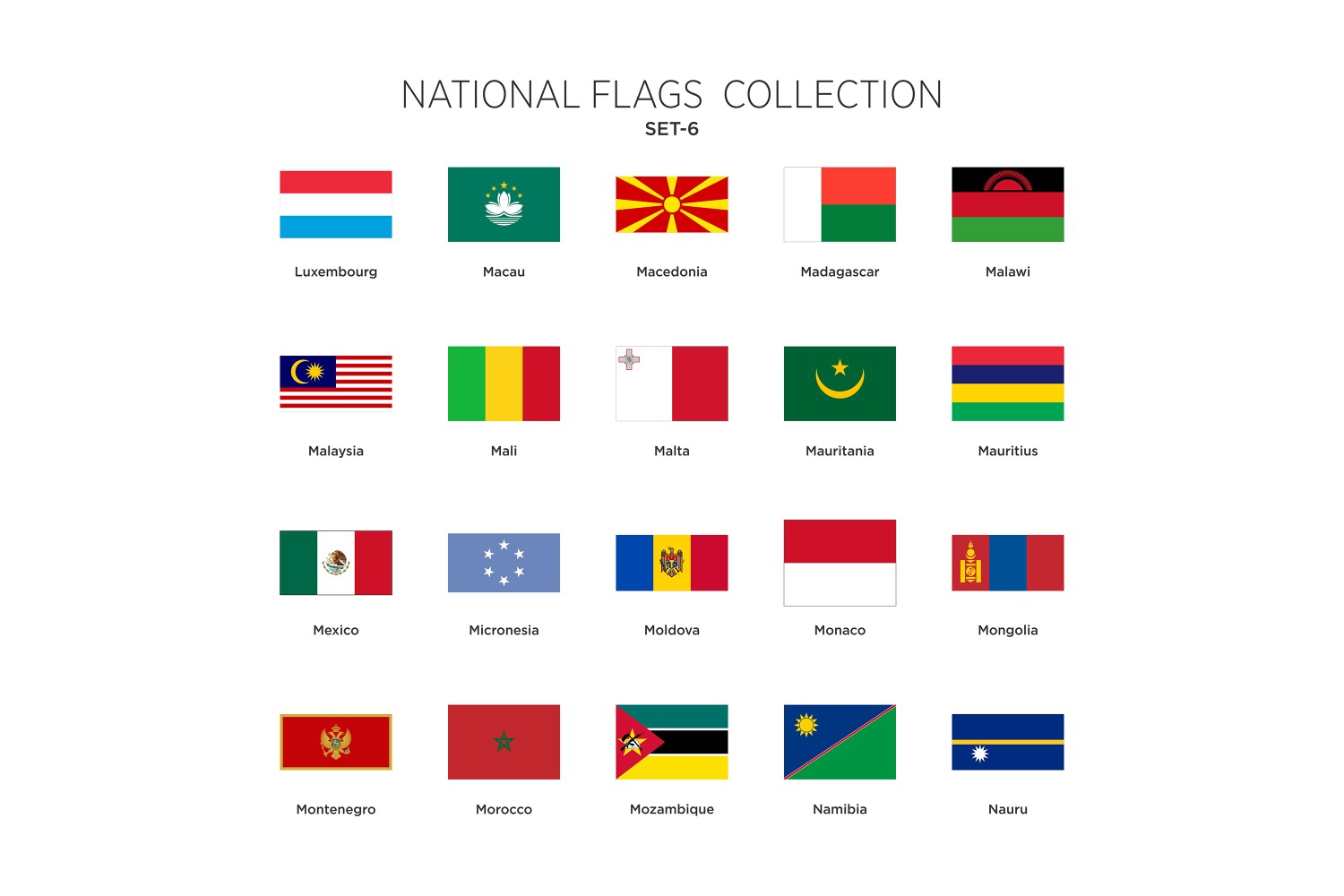 National Flags Set Vol - 6 Illustration