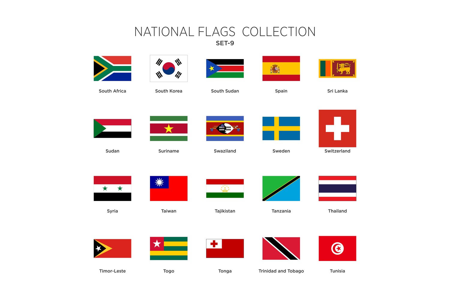 National Flags Set Vol - 9 Illustration