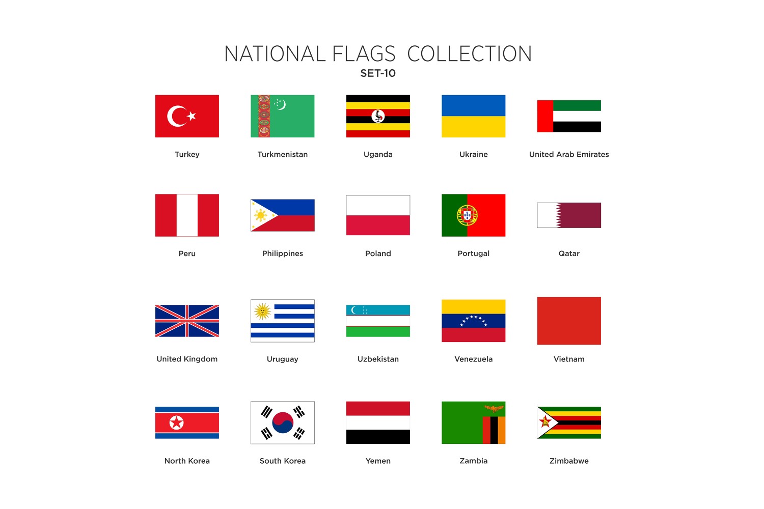 National Flags Set Vol - 10 Illustration