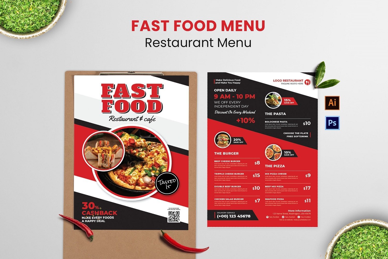 Delicious Fast Food Food Menu