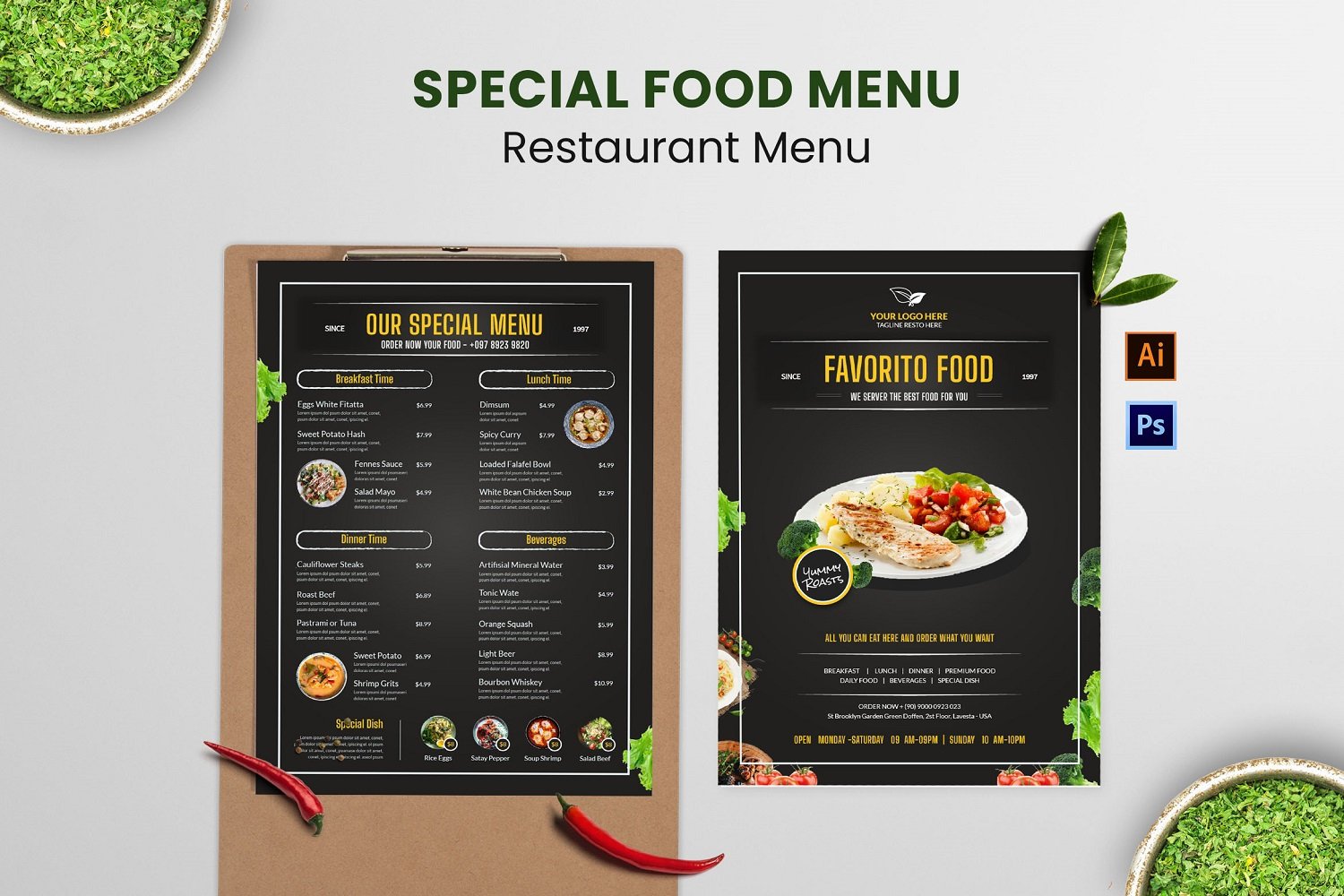 The Special Food Restaurant Menu