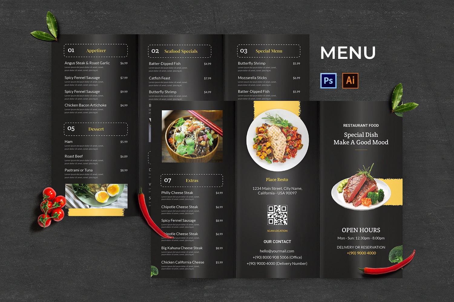 Modern Food Restaurant Menu