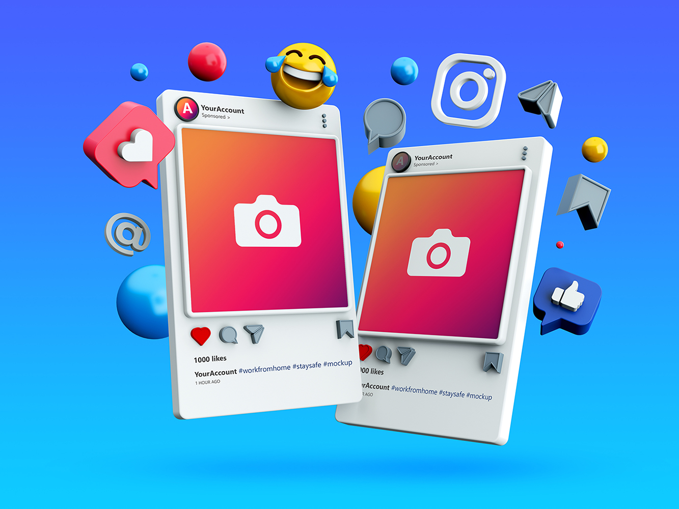 Mockup 3D Instagram Social Media Post