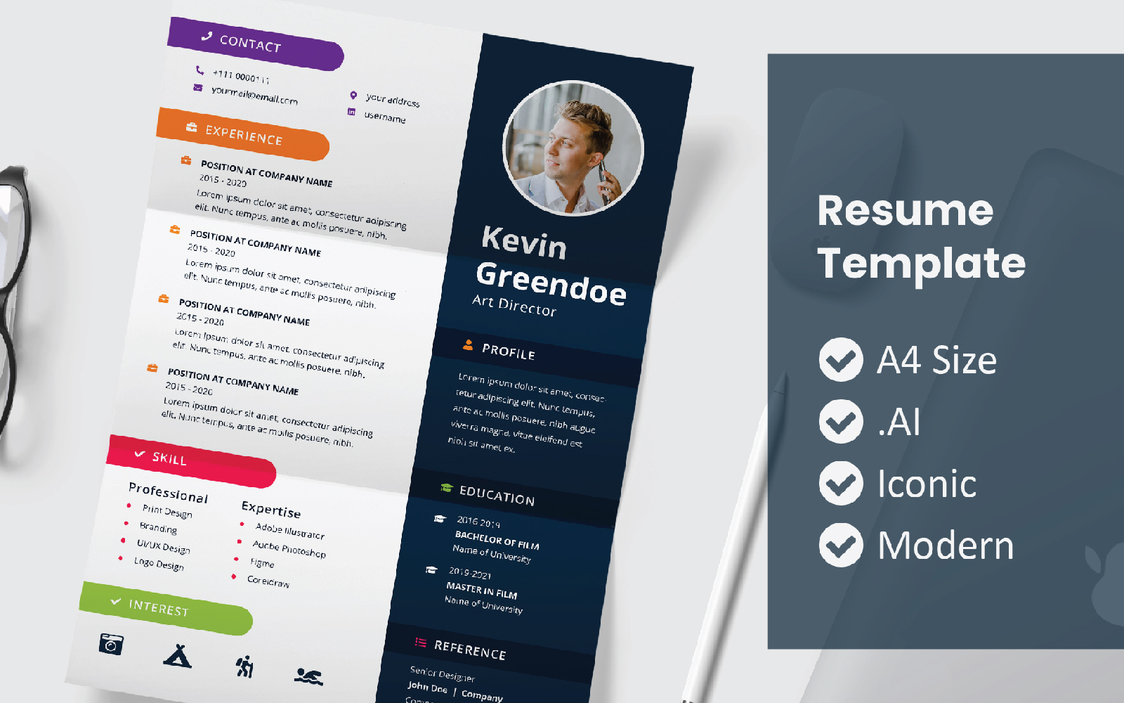 Right Photo Printable Resume Template