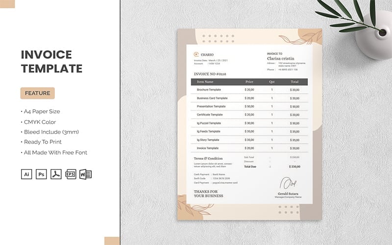 Chario - Invoice Corporate identity template