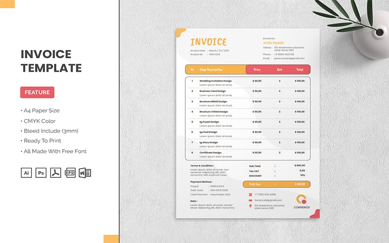 Cornerios - Invoice Corporate identity template