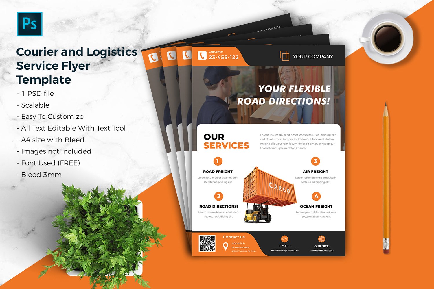 Courier & Logistic Flyer Template vol.02