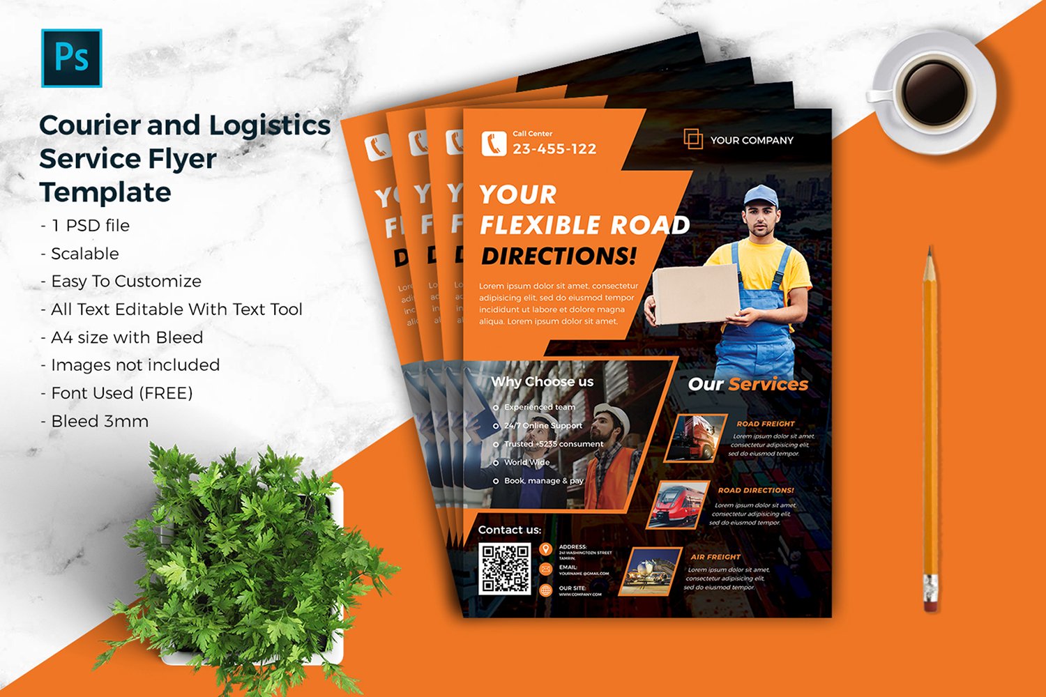 Courier & Logistic Flyer Template vol.03