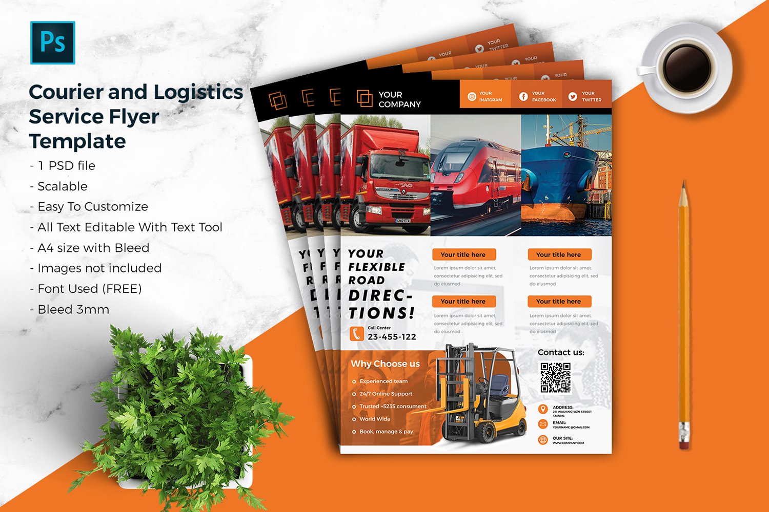 Courier & Logistic Flyer Template vol.04