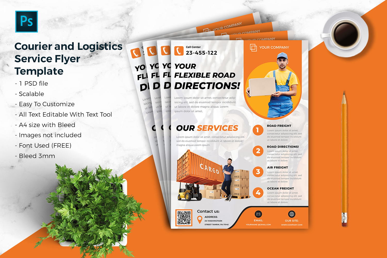 Courier & Logistic Flyer Template vol.06