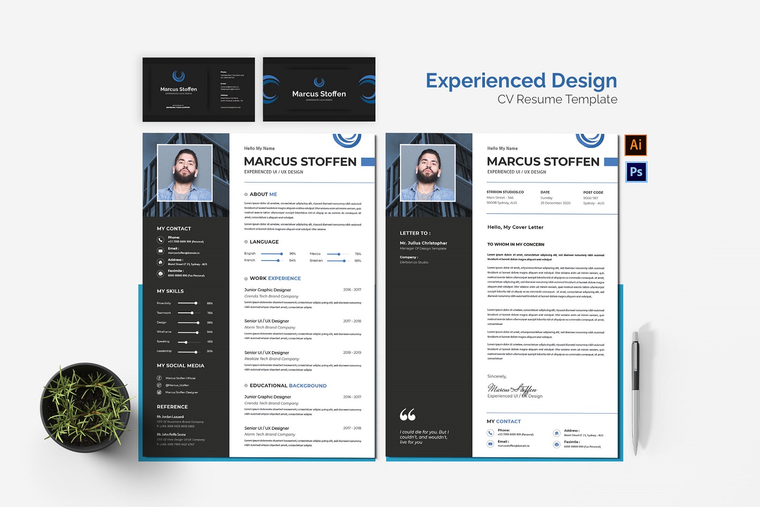 Experienced Design CV Printable Resume Templates