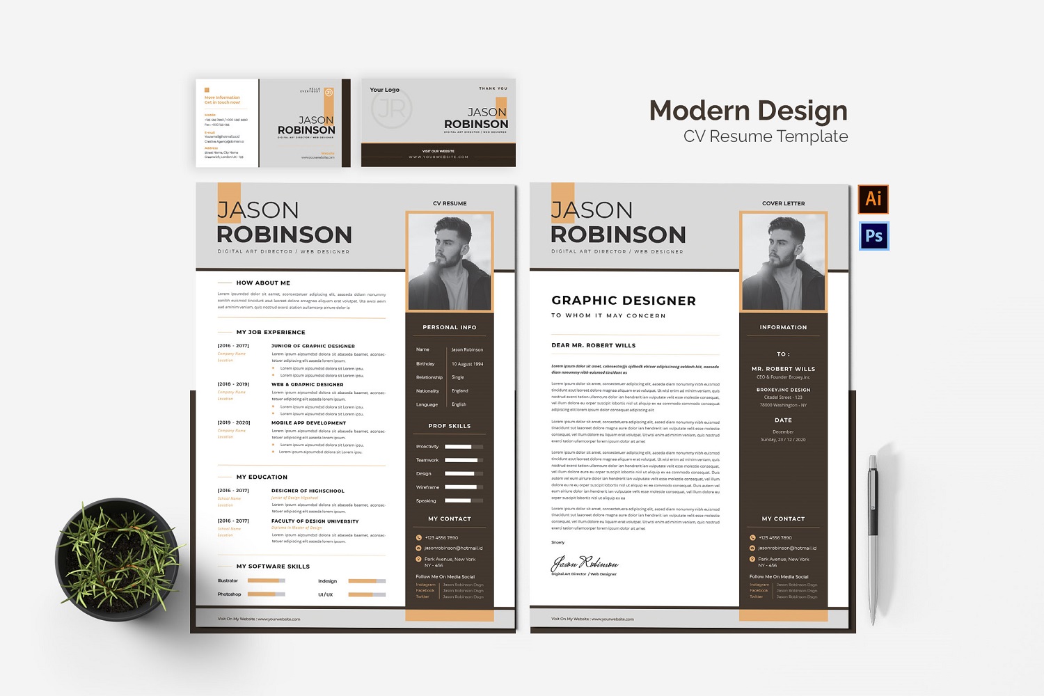 Modern Design CV Printable Resume Templates