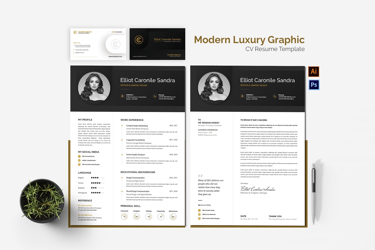 Modern Luxury Graphic CV Printable Resume Templates
