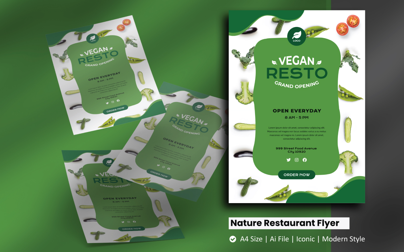 Vegan Restaurant Brochure Corporate Identity Template