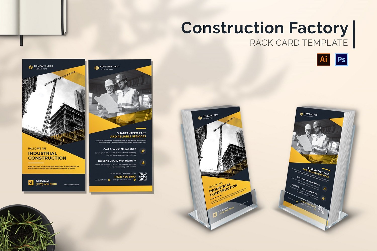 Construction Factory Rack Card Brochure