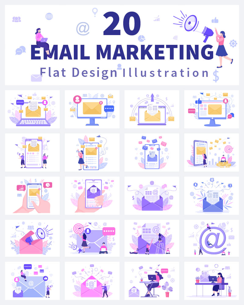 20 Email Marketing Vector Illustration