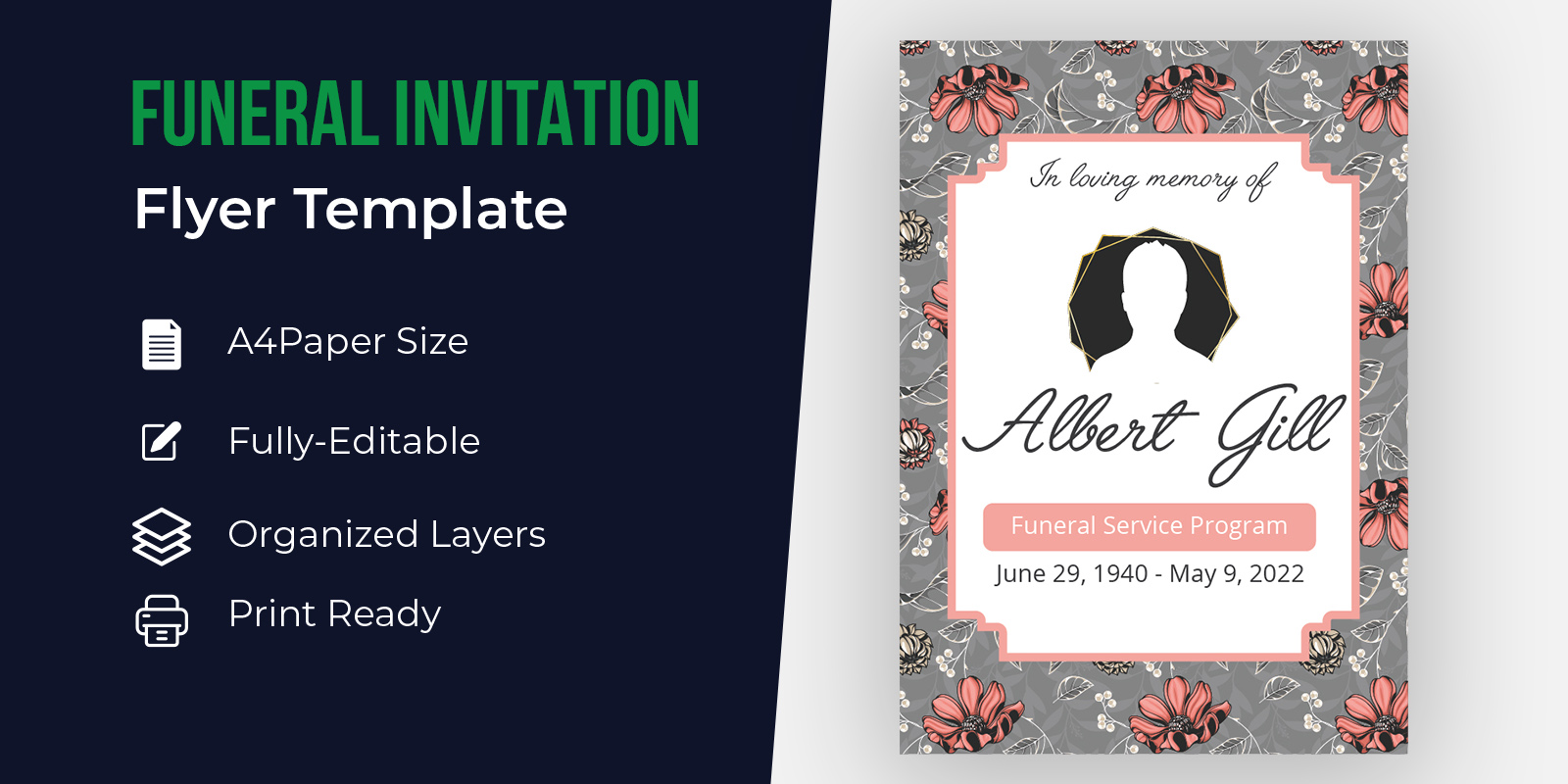 Funeral Invitation Card Template Design