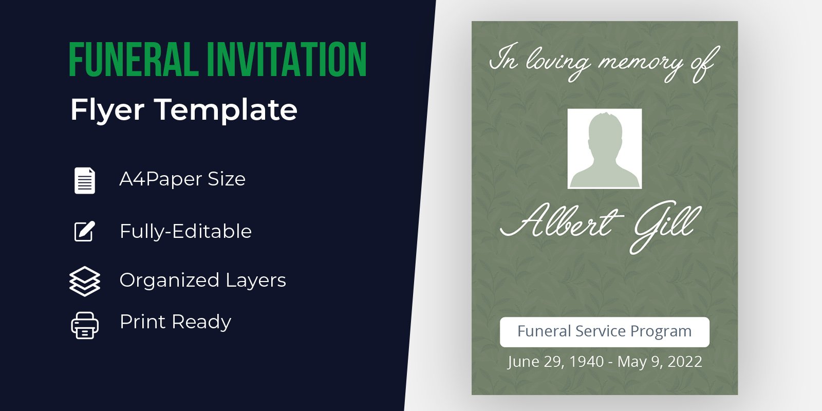 Funeral Invitation Flyer Template Design