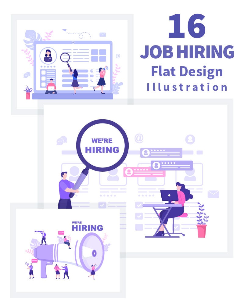 16 Job Hiring And Online Recruitment Illustration