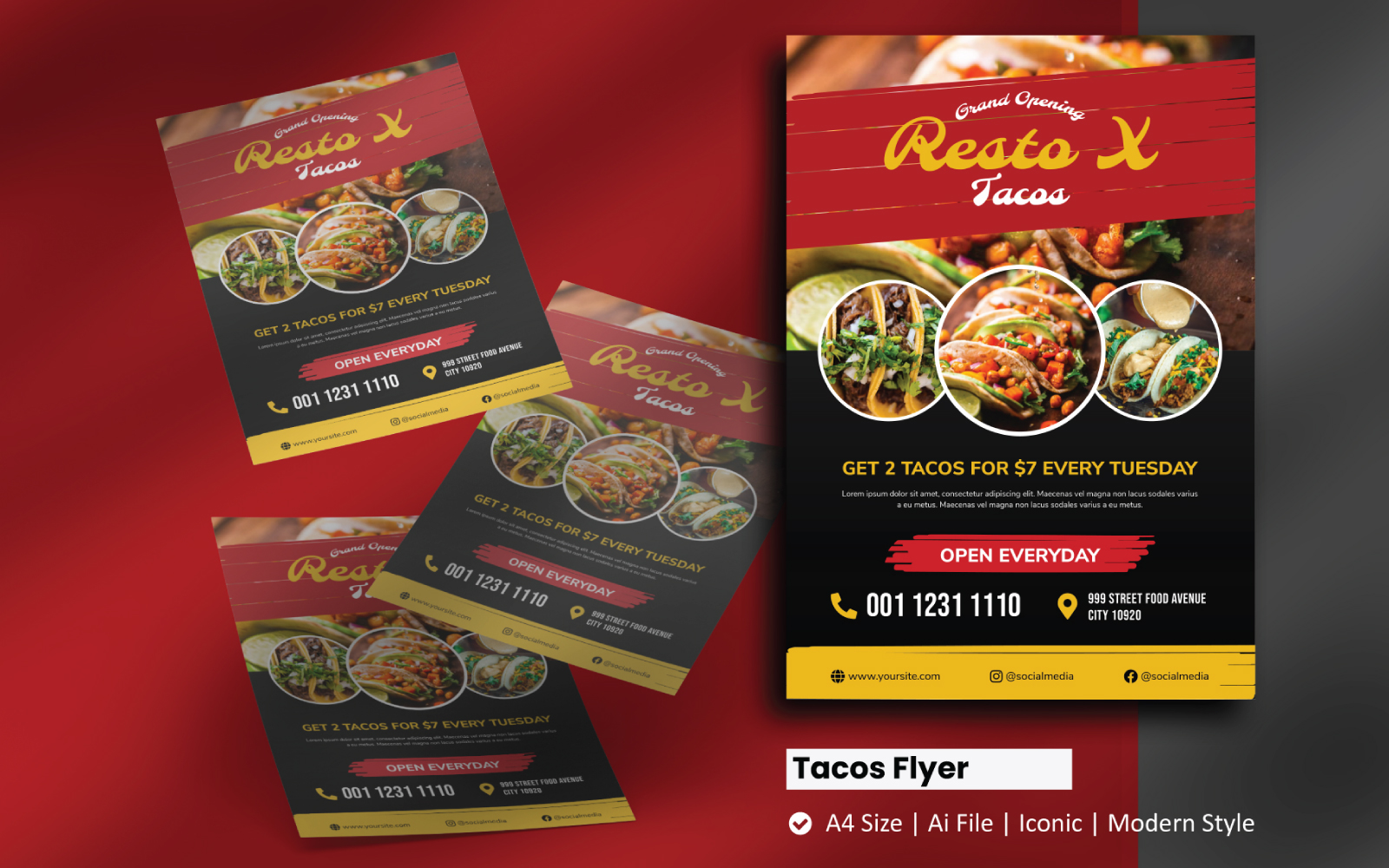 Tacos Grand Opening Flyer Corporate Identity Template