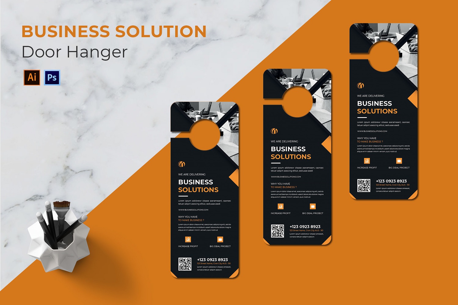 Business Solutions Door Hanger Corporate identity template