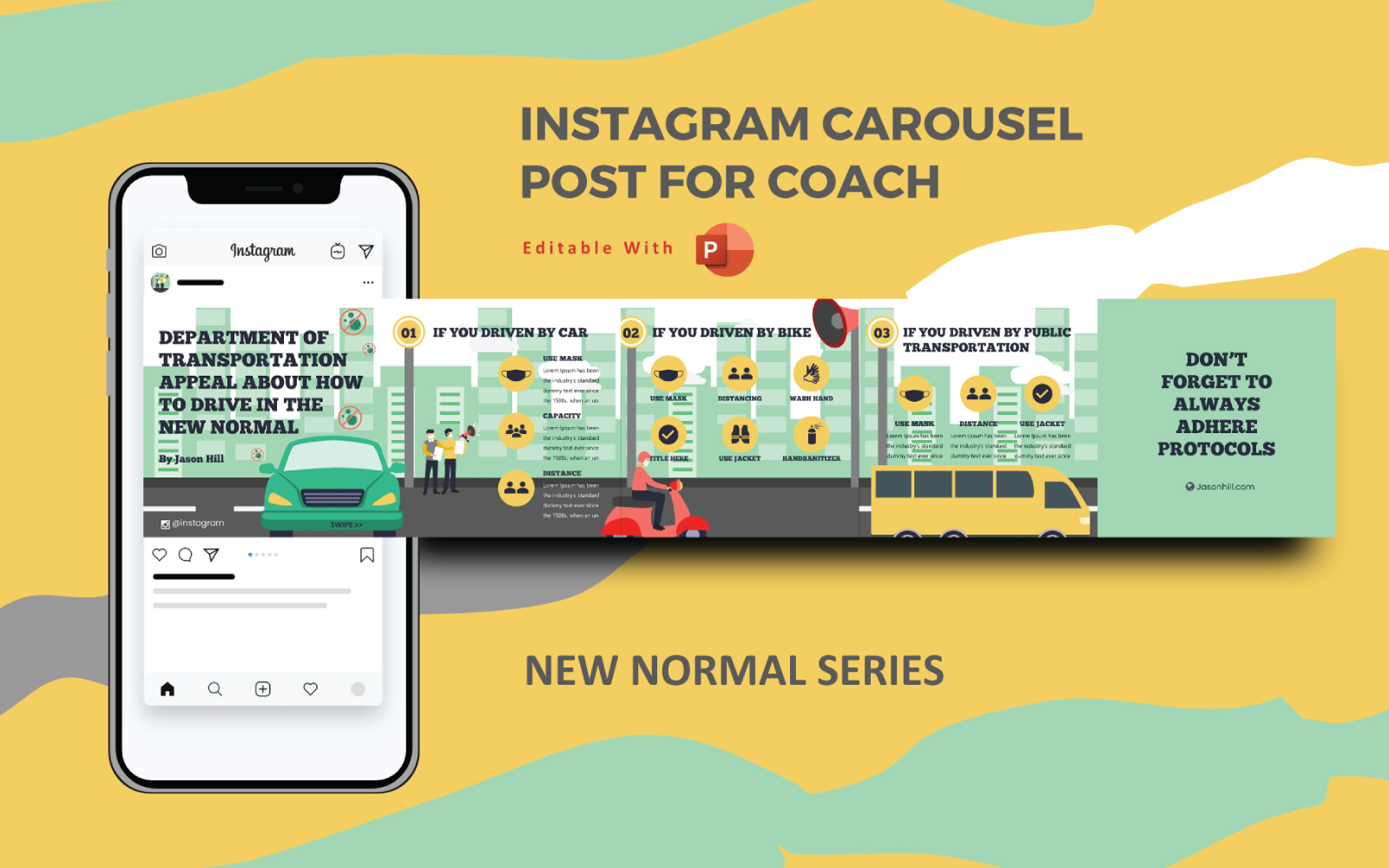 How to Drive in The New Normal - Instagram Carousel Powerpoint