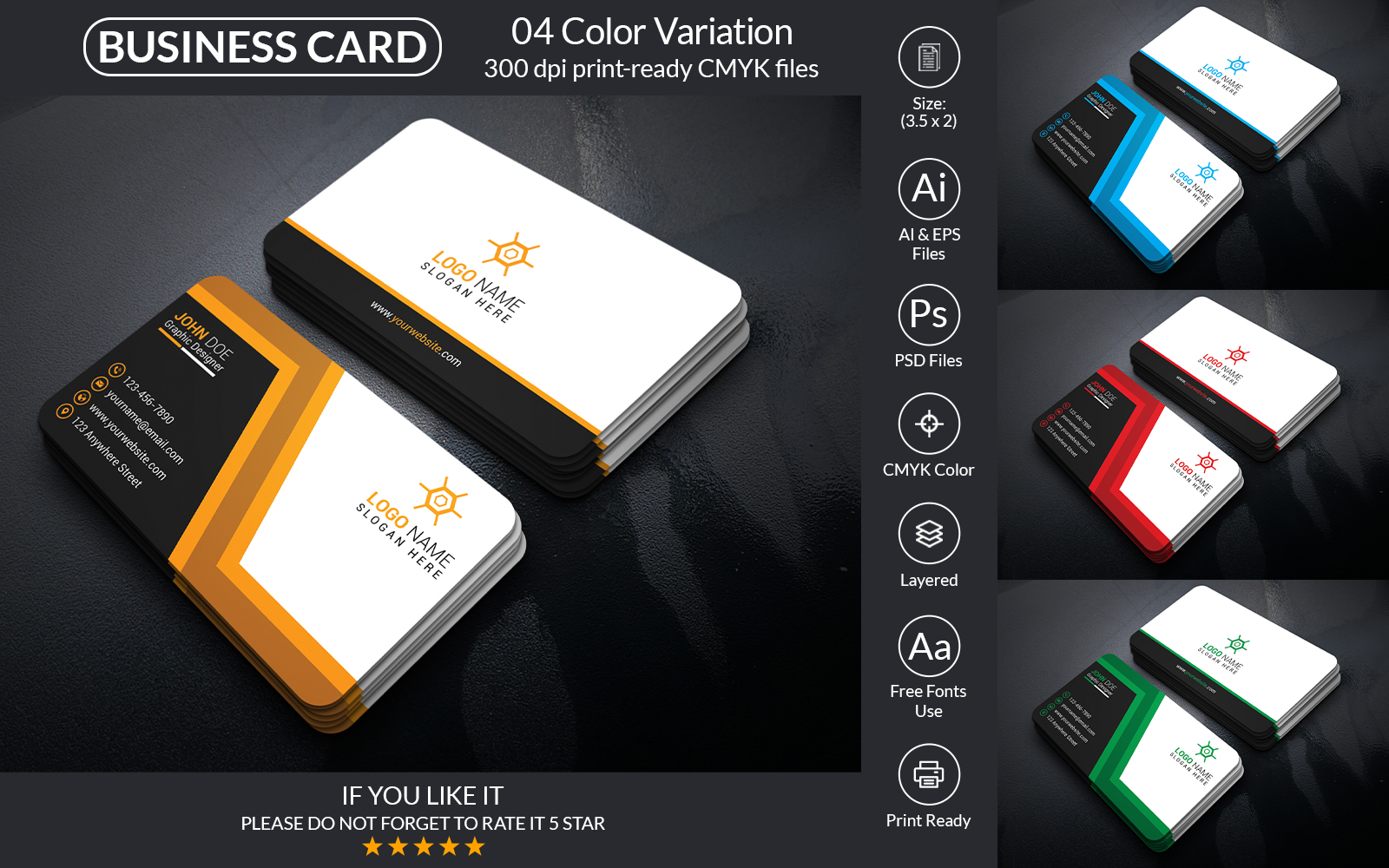 Corporate Business Card With PSD And Vector