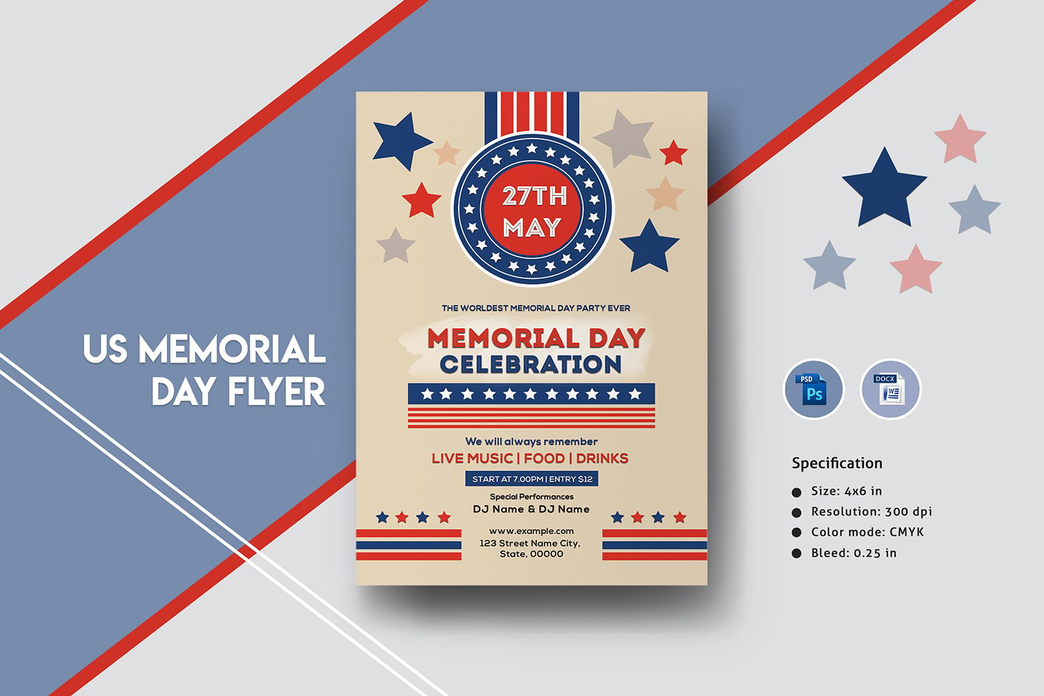 Us Memorial Day Flyer Corporate Identity Template