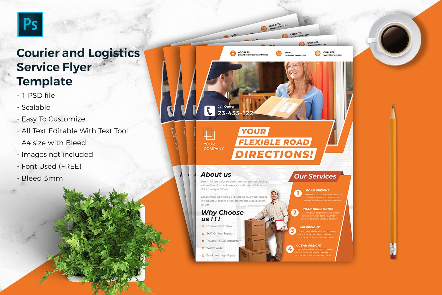 Courier & Logistic Flyer Template vol.07