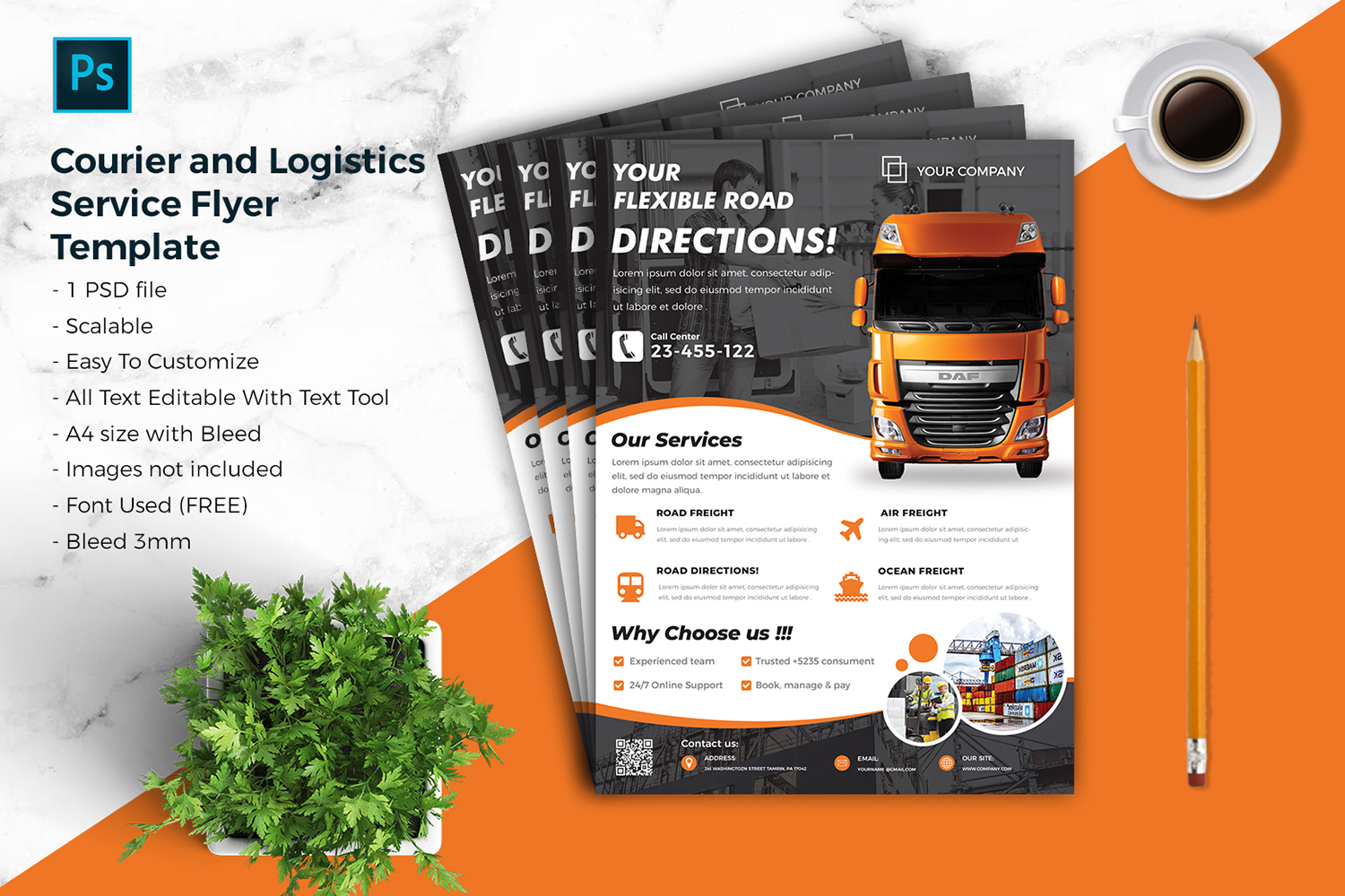 Courier & Logistic Flyer Template vol.08