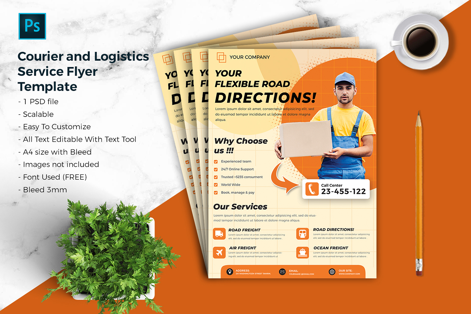 Courier & Logistic Flyer Template vol.10