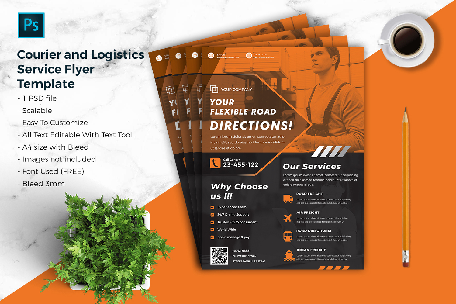 Courier & Logistic Flyer Template vol.09
