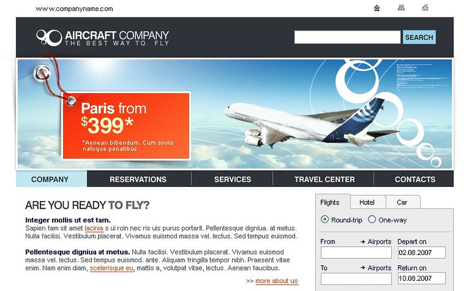 Airline Tickets Website Template #18371