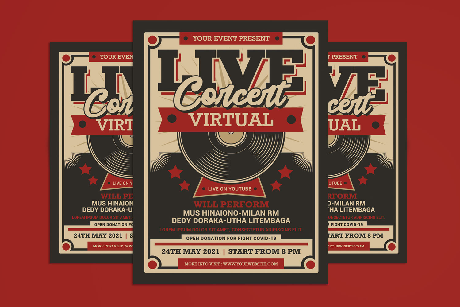 Live Concert Virtual Retro Corporate identity template