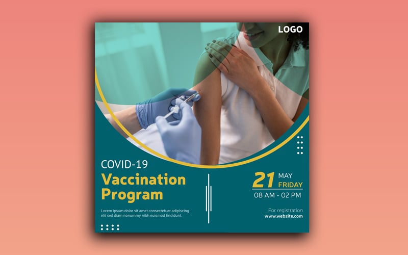 Сoronavirus Vaccination Program Social Media and Facebook, Instagram Post Banner