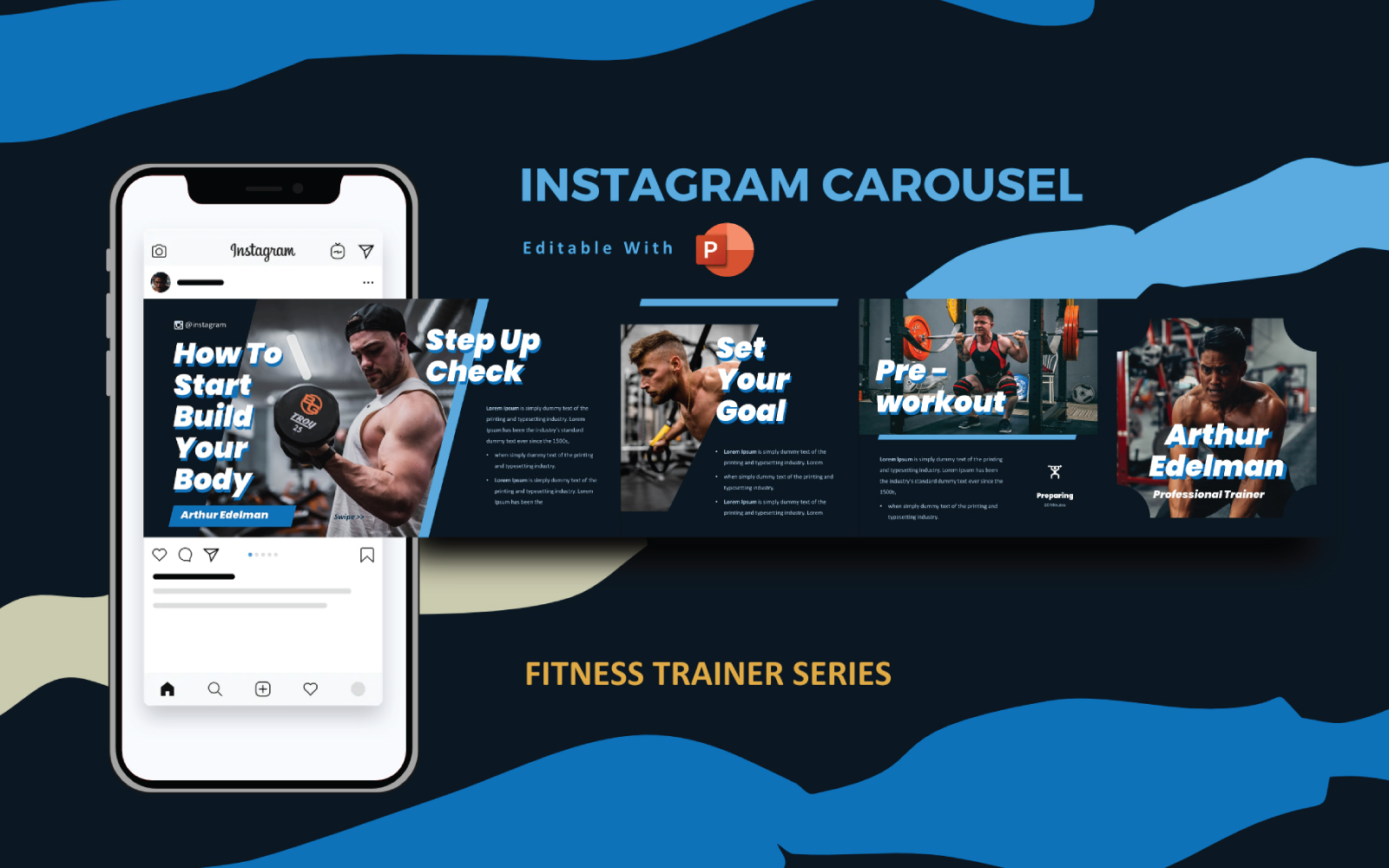 Gym Trainer Instagram Carousel Powerpoint Social Media Template