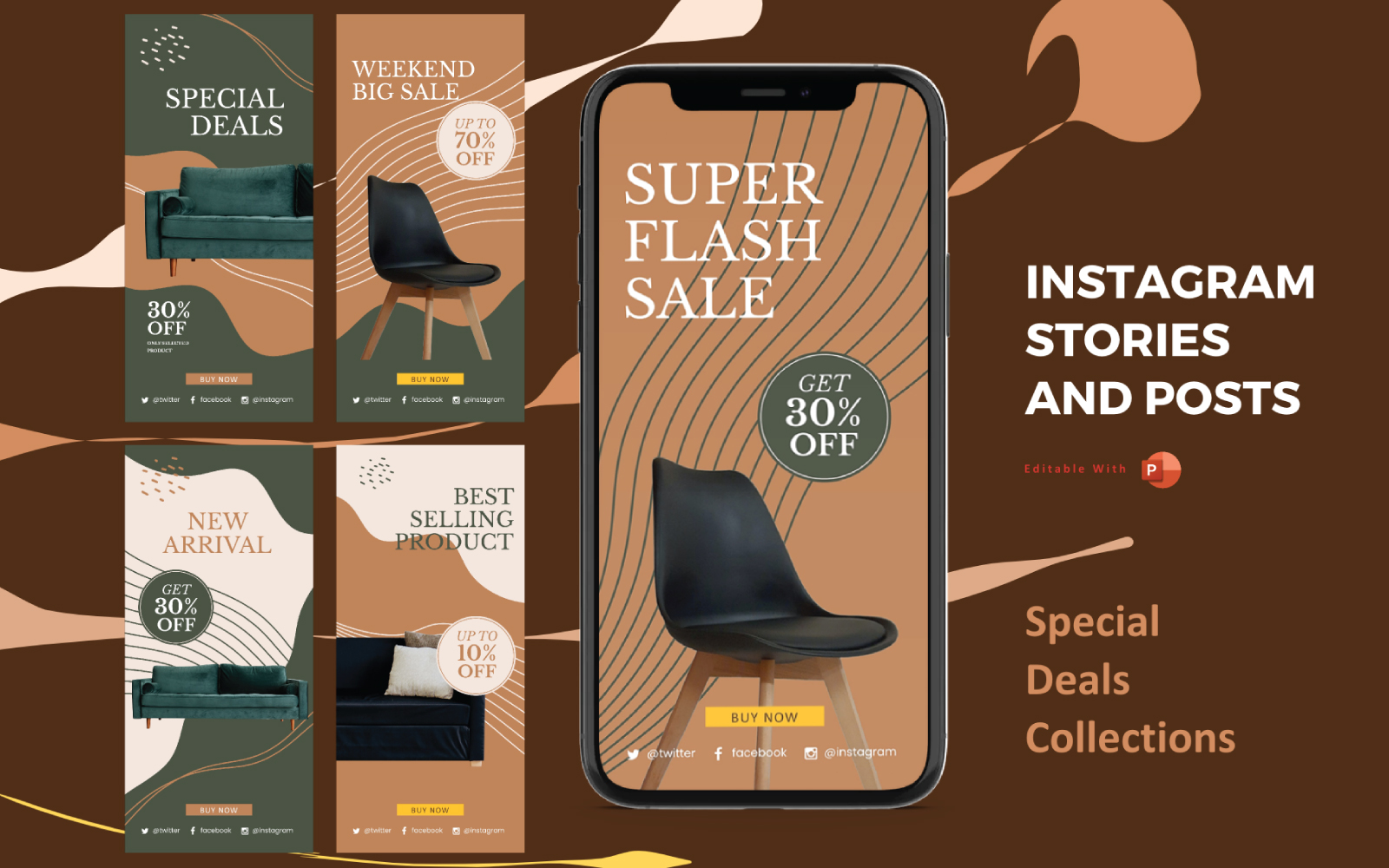 Instagram Stories and Posts Powerpoint Social Media Template - Special Deals Product