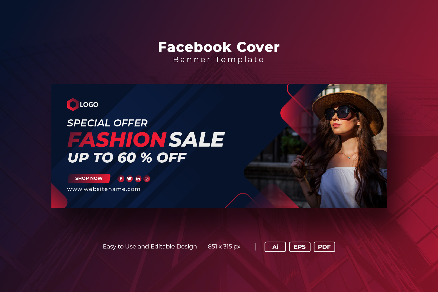 Modern Fashion Sale Facebook Cover Template Social Media