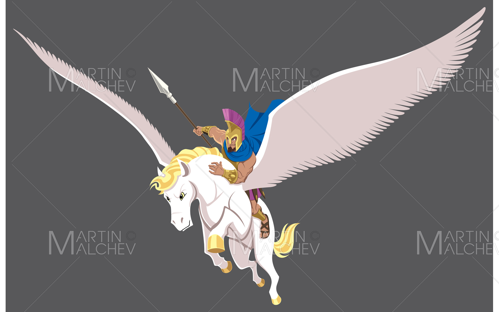 Greek Hero Bellerophon Vector Illustration