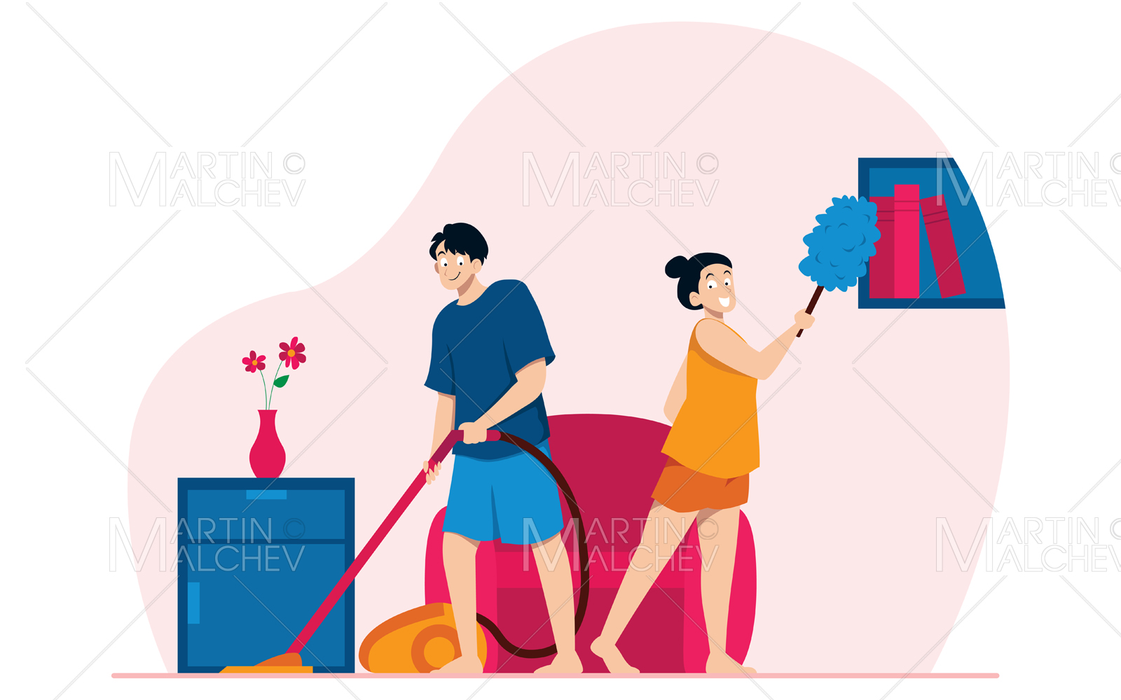 Cleaning the House Vector Illustration