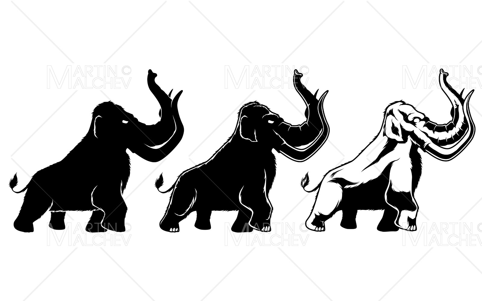 Mammoth on White Vector Illustration