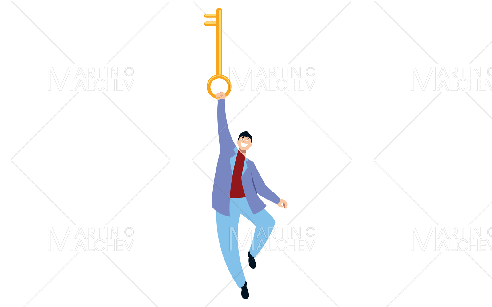 Man Holding Key Vector Illustration