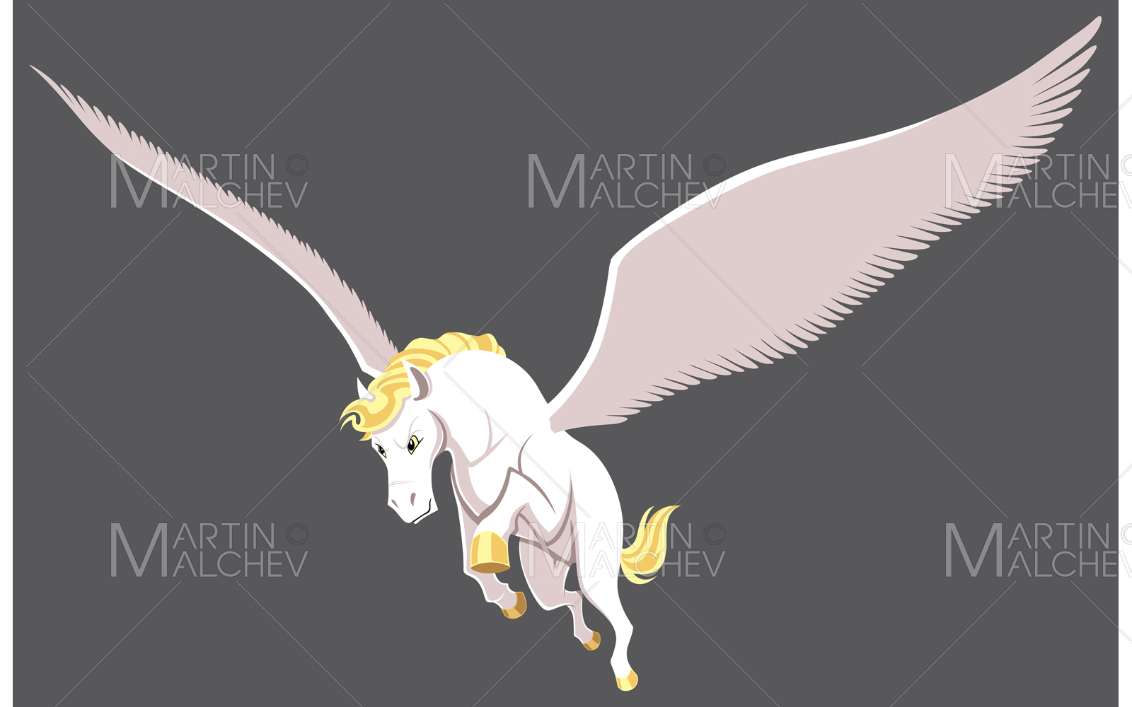 Pegasus Flying Isolated Vector Illustration