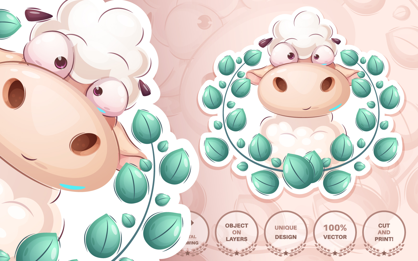 Childish Sheep - Seamless Pattern, Graphics Illustration