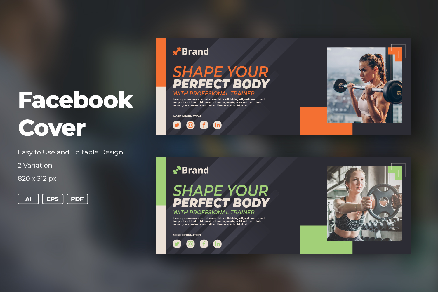 Fitness Facebook Cover Or Header Template Social Media
